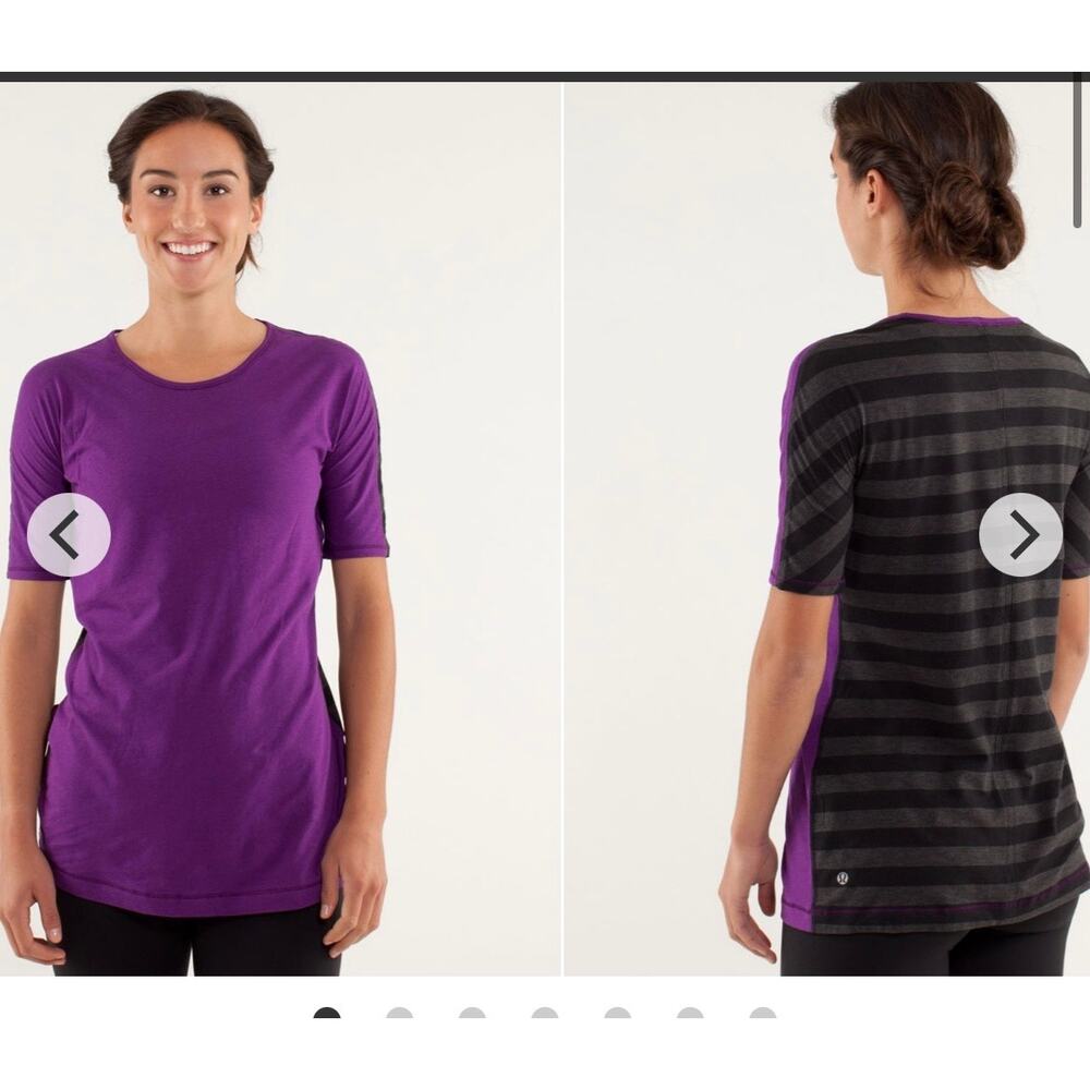 Lululemon Devotion Short Sleeve Tender Violet Micro Macro Black Heathered Black